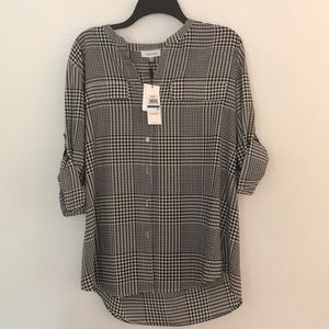 Calvin Klein NWT XL pattern blouse cuff sleeve
